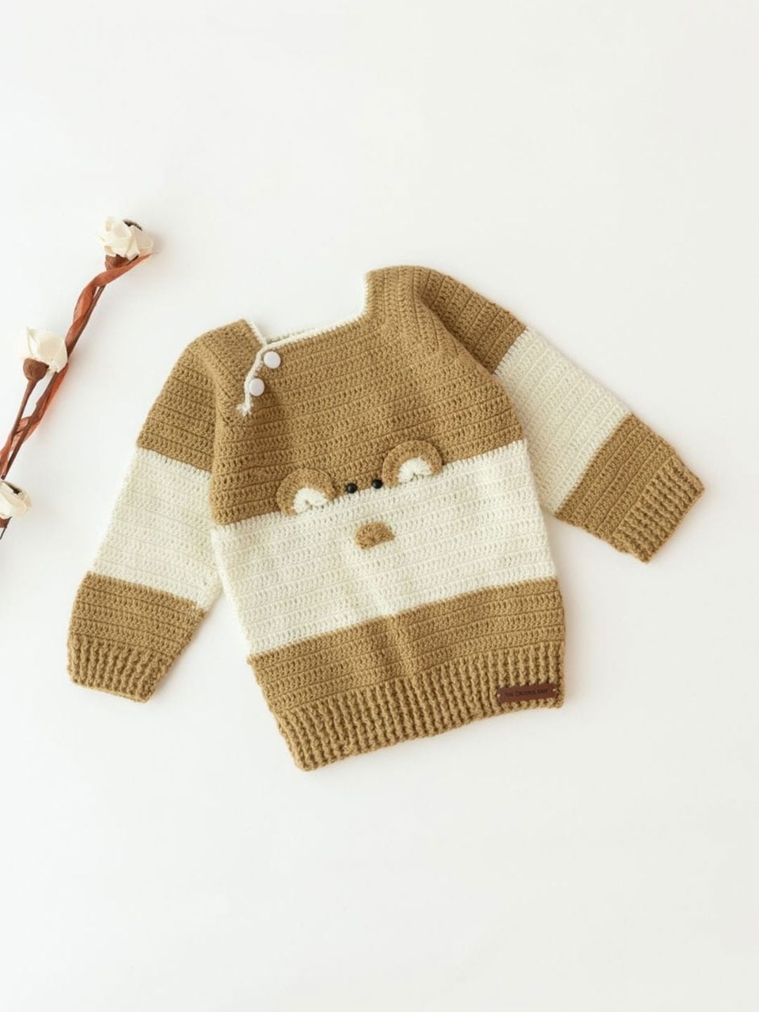 

The Original Knit Infants Colourblocked Square Neck Acrylic Pullover, Beige