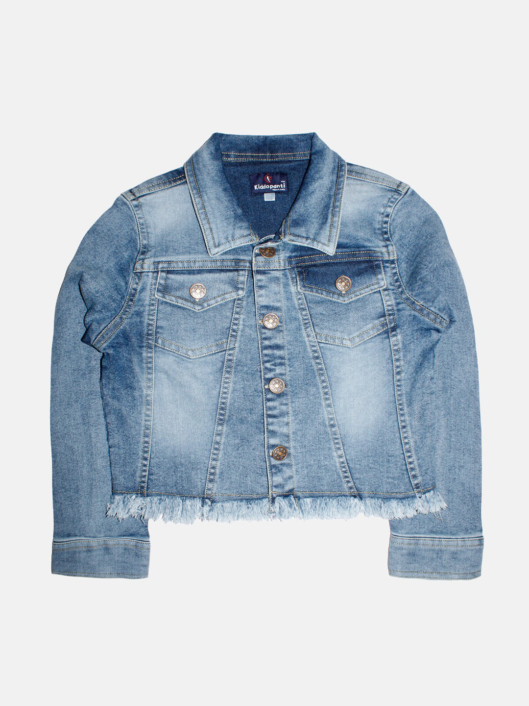 

KiddoPanti Girls Washed Crop Denim Jacket, Blue
