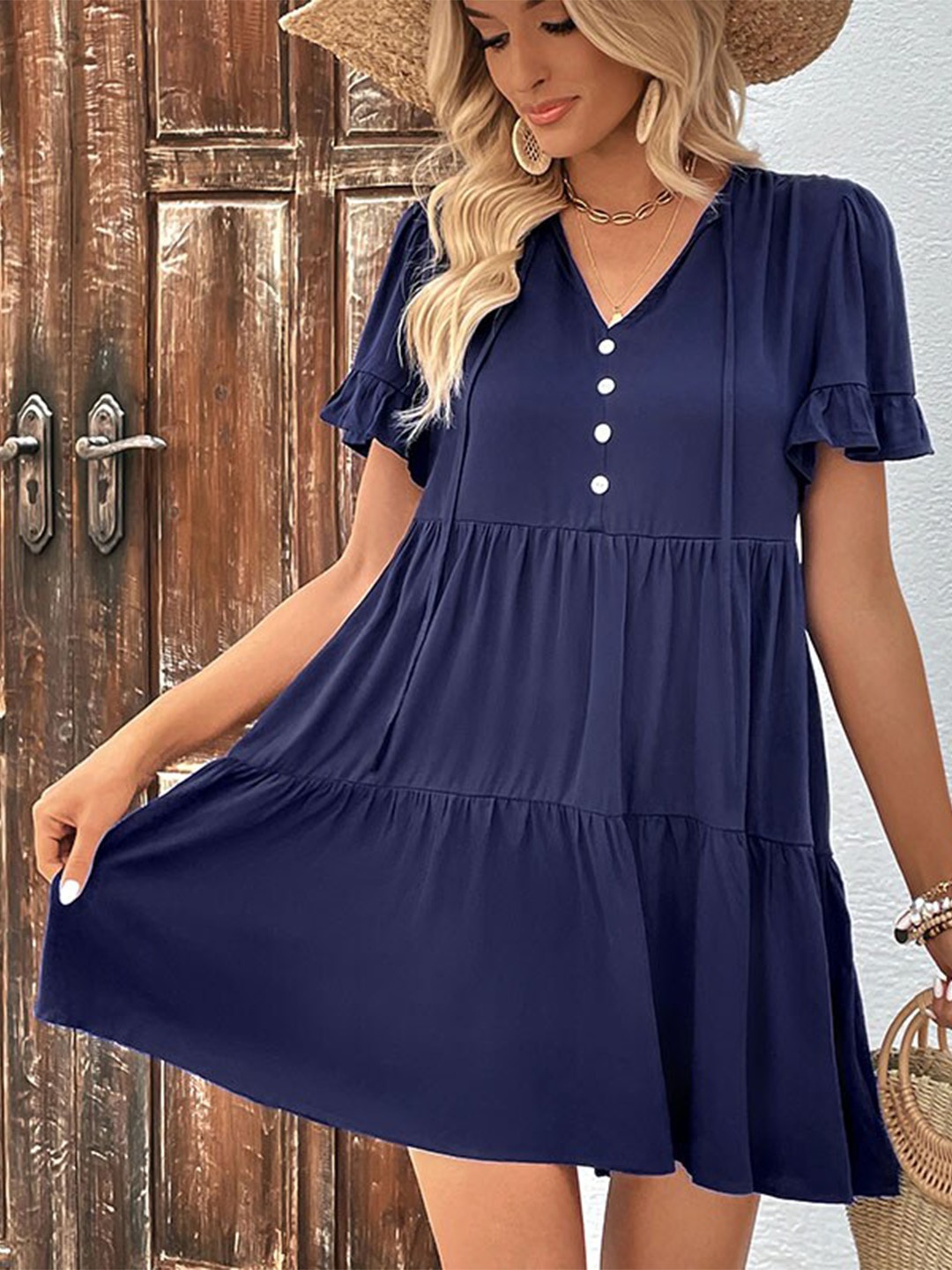 

StyleCast V-Neck A-Line Dress, Navy blue