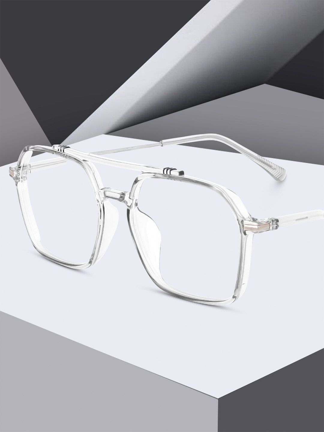 

Peter Jones Eyewear Unisex Transparent Rimless Square Frames