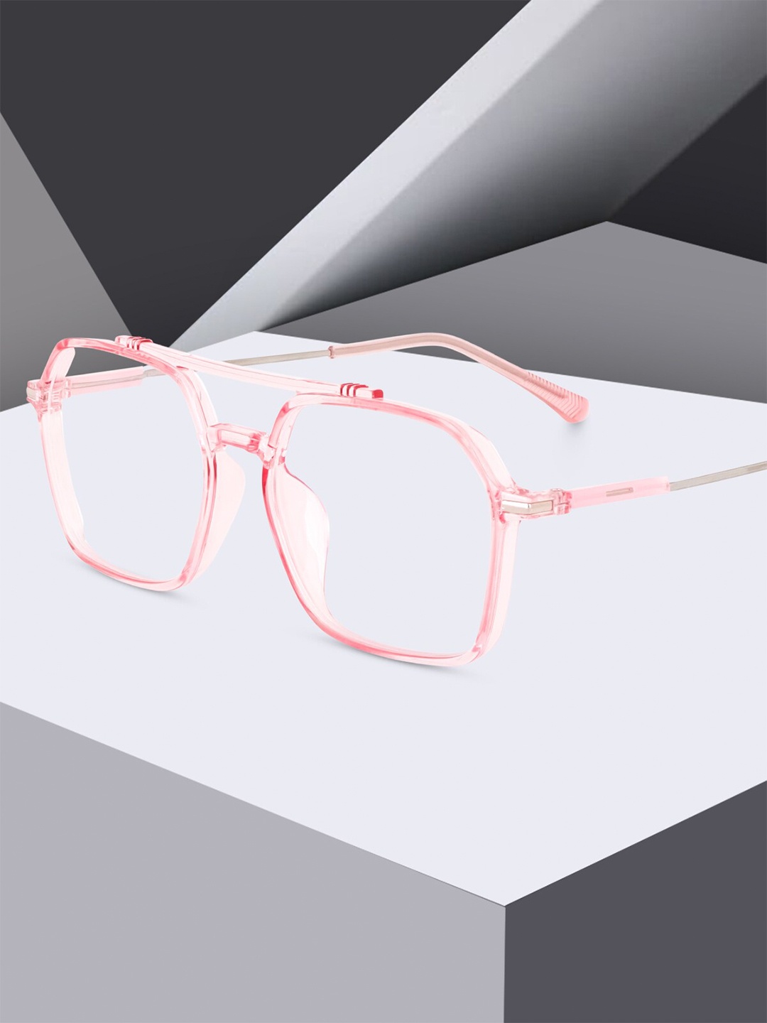 

Peter Jones Eyewear Unisex Rimless Square Frames, Pink