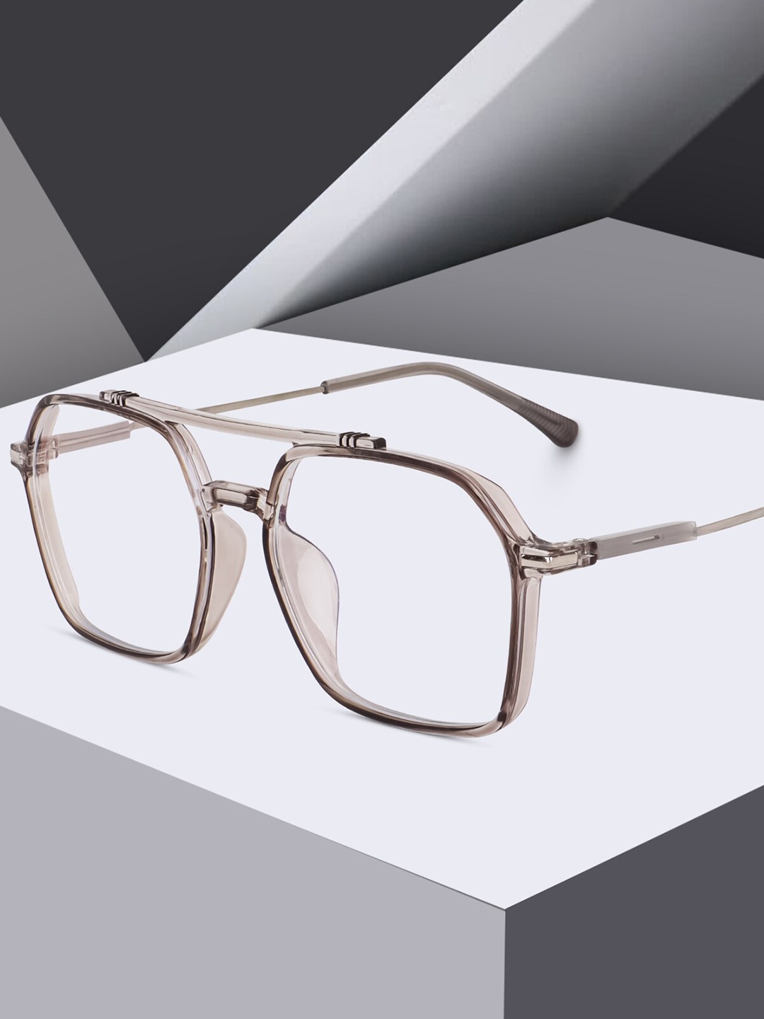 

Peter Jones Eyewear Unisex Rimless Square Frames, Silver