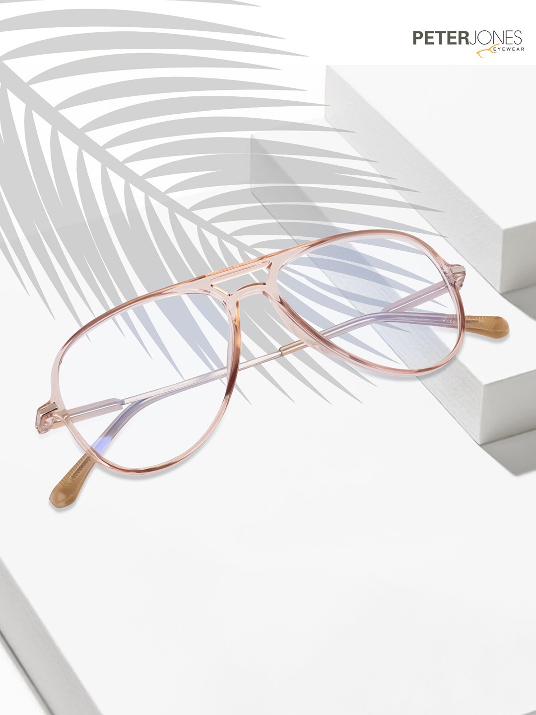 

Peter Jones Eyewear Unisex Rimless Aviator Frames, Brown