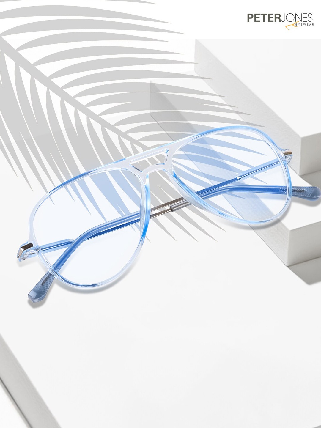 

Peter Jones Eyewear Unisex Rimless Aviator Frames, Blue
