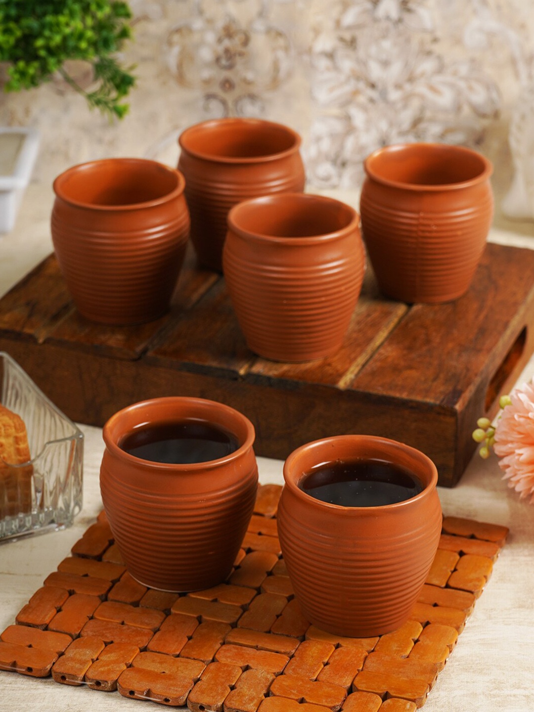 

CDI Brown 6 Pieces Ceramic Glossy Kulladhs 150ml each