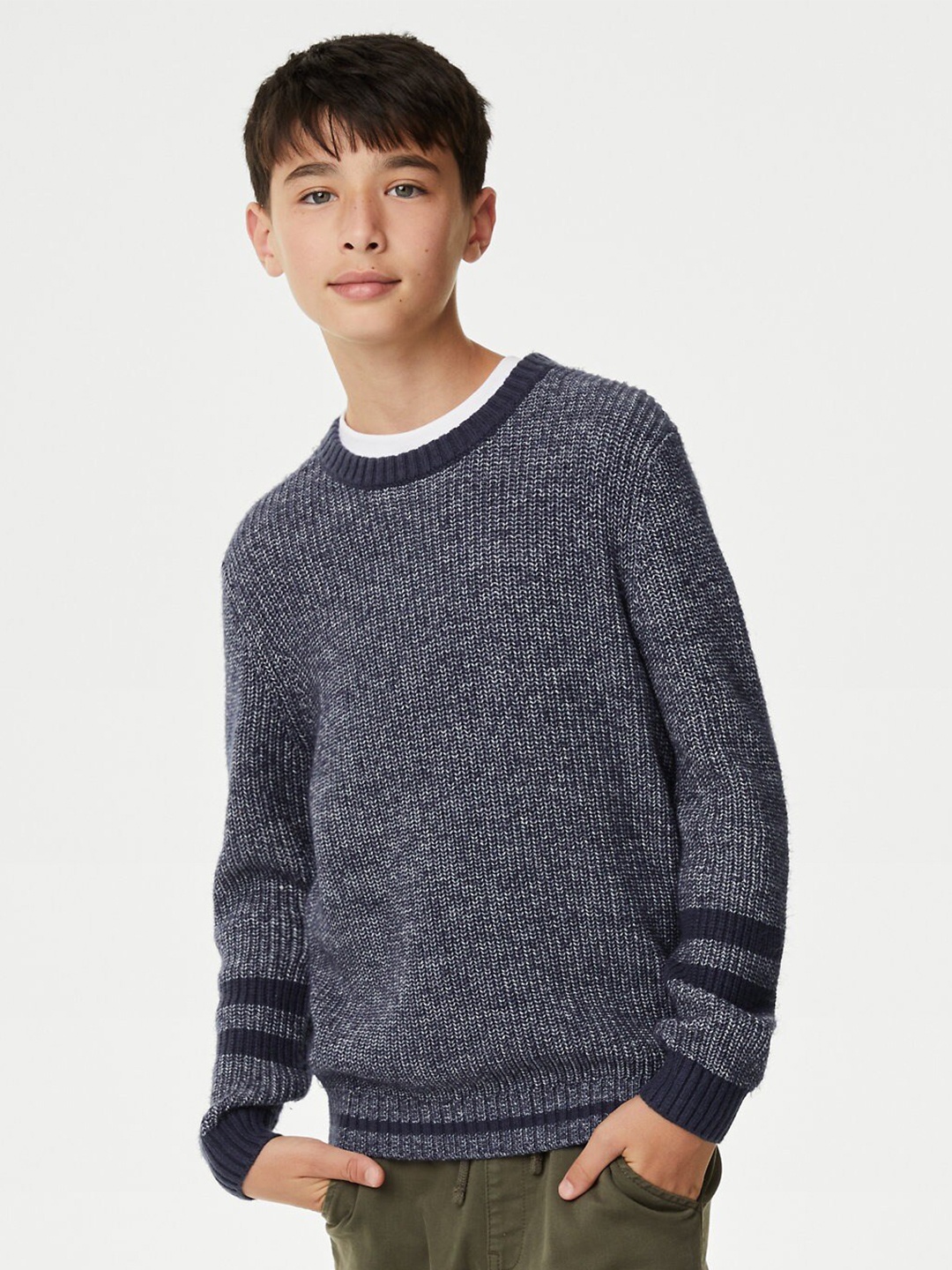 

Marks & Spencer Boys Cable Knit Pullover, Navy blue