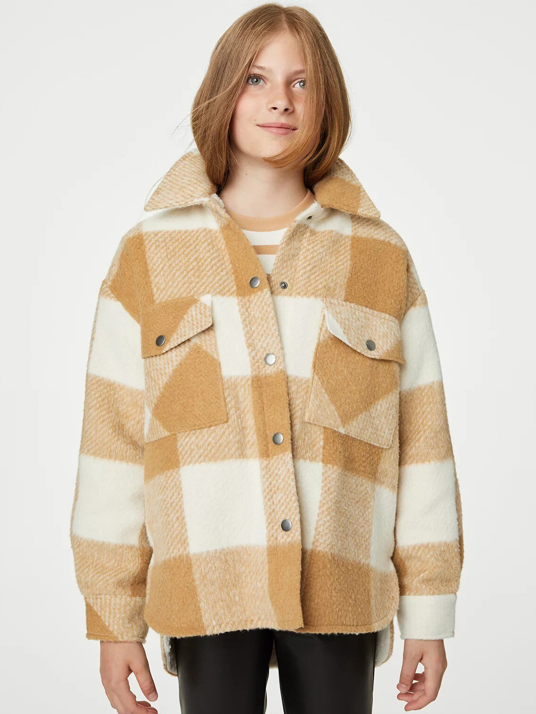 

Marks & Spencer Girls Opaque Checked Casual Shacket, Brown