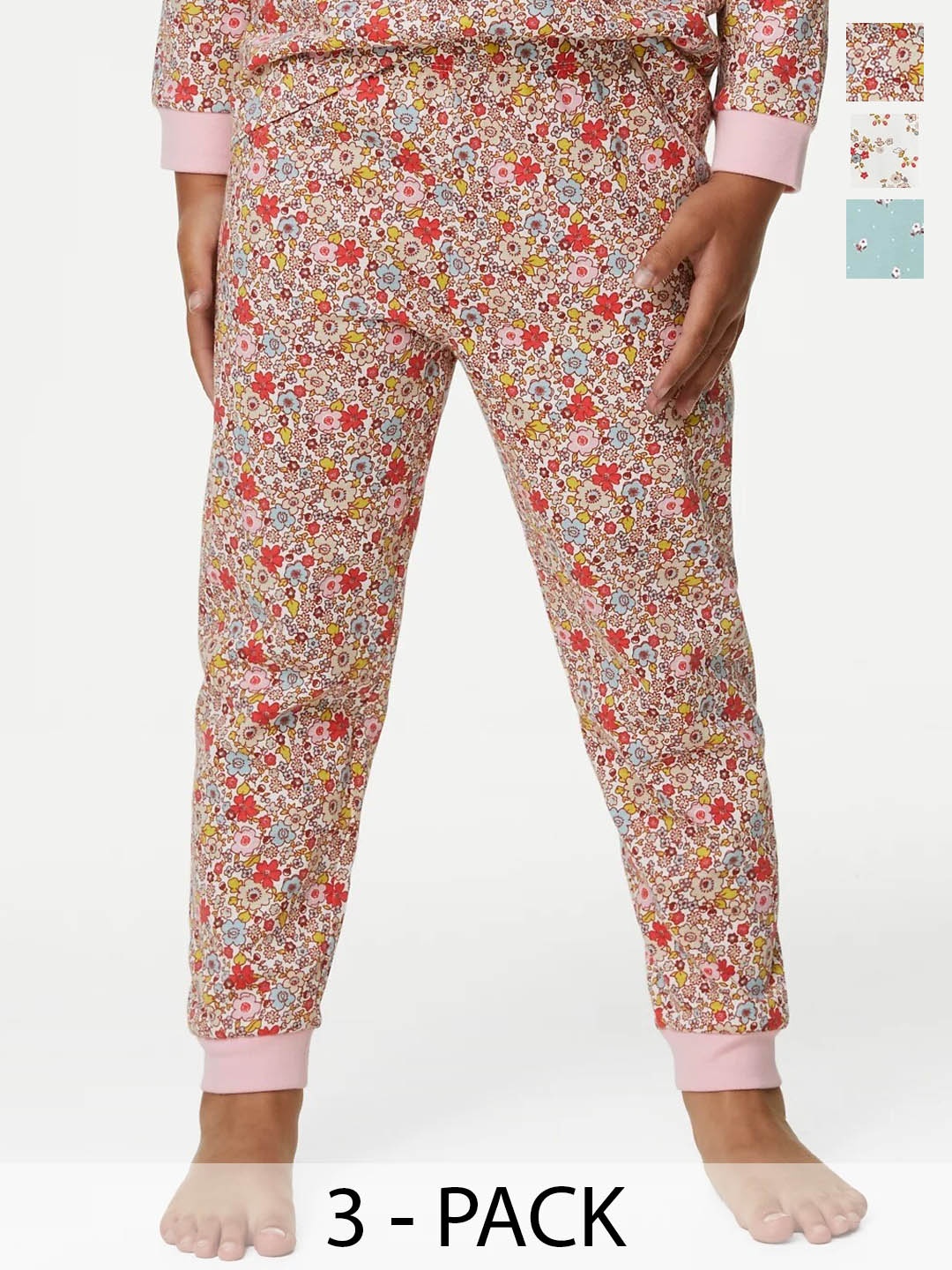 

Marks & Spencer Girls Pack of 3 Floral Printed Night suit, Blue