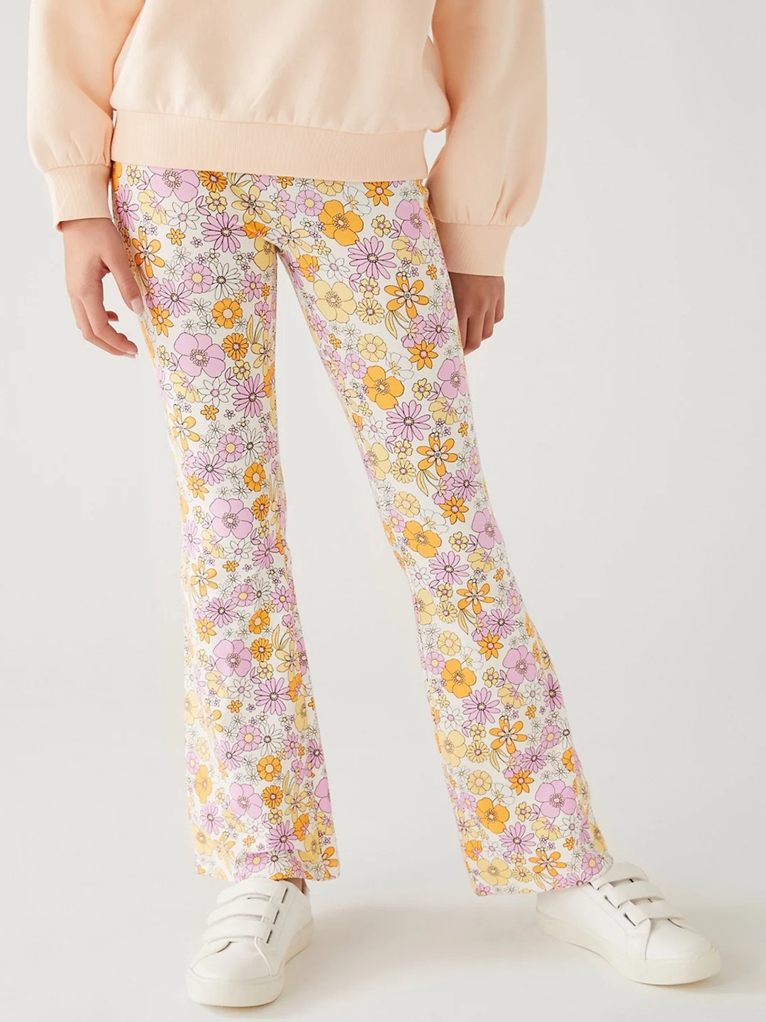 

Marks & Spencer Girls Floral Printed Flared Leggings, Yellow