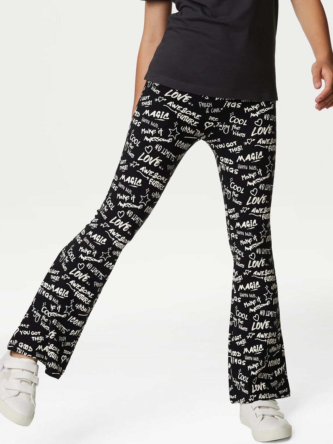 

Marks & Spencer Girls Printed Flared Leggings, Black