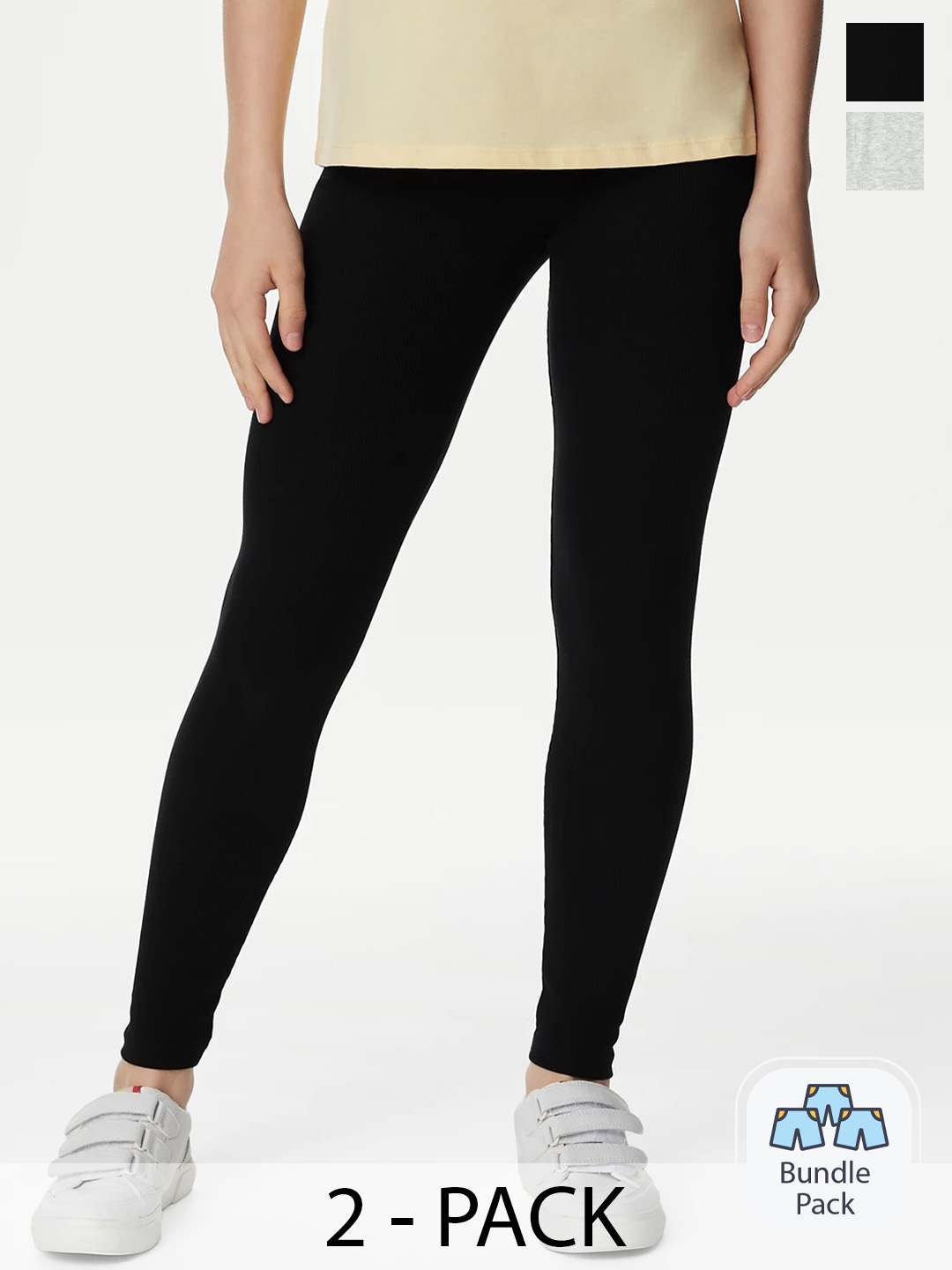 

Marks & Spencer Girls Pack Of 2 Ankle Length Leggings, Black