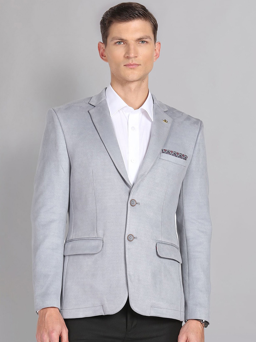 

AD By Arvind Slim Fit Notched Lapel Collar Single Breasted Formal Blazers, Grey