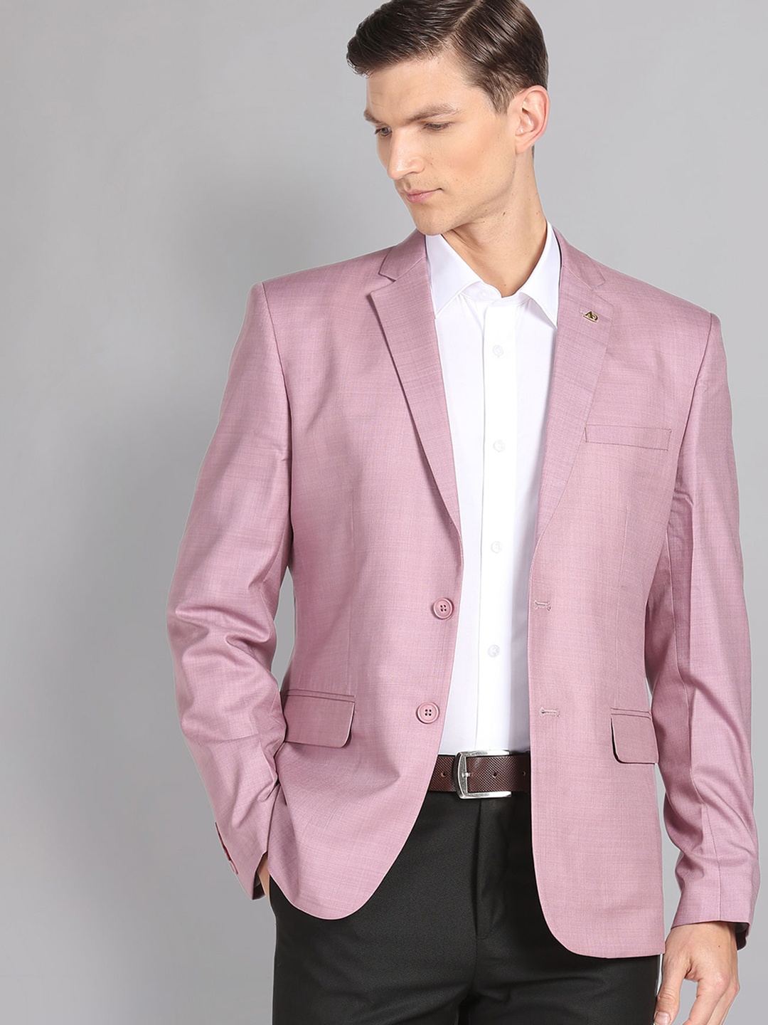 

AD By Arvind Notched Lapel Collar Single Breasted Formal Blazers, Pink