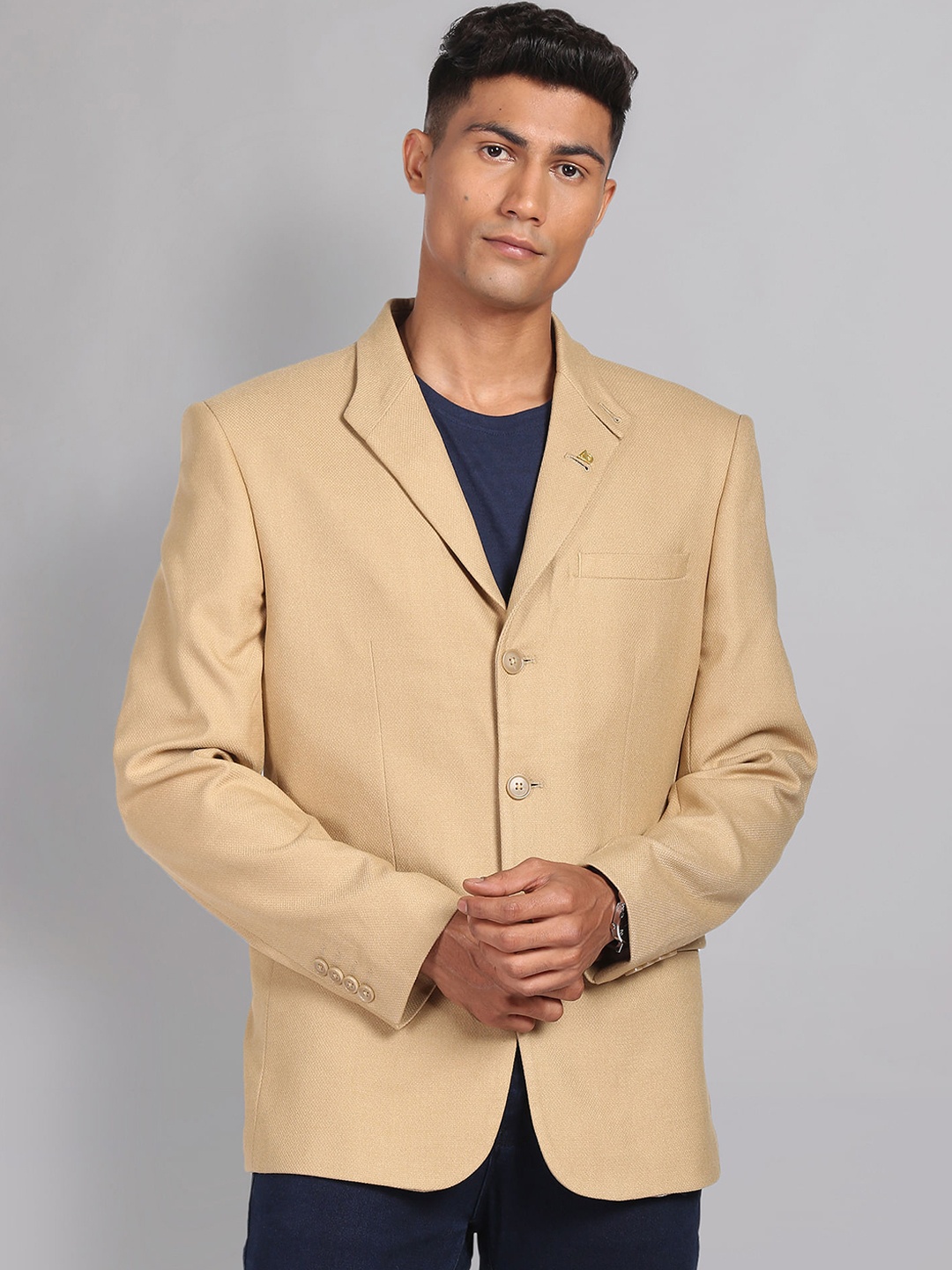 

AD By Arvind Notched Lapel Collar Single Breasted Formal Blazers, Beige