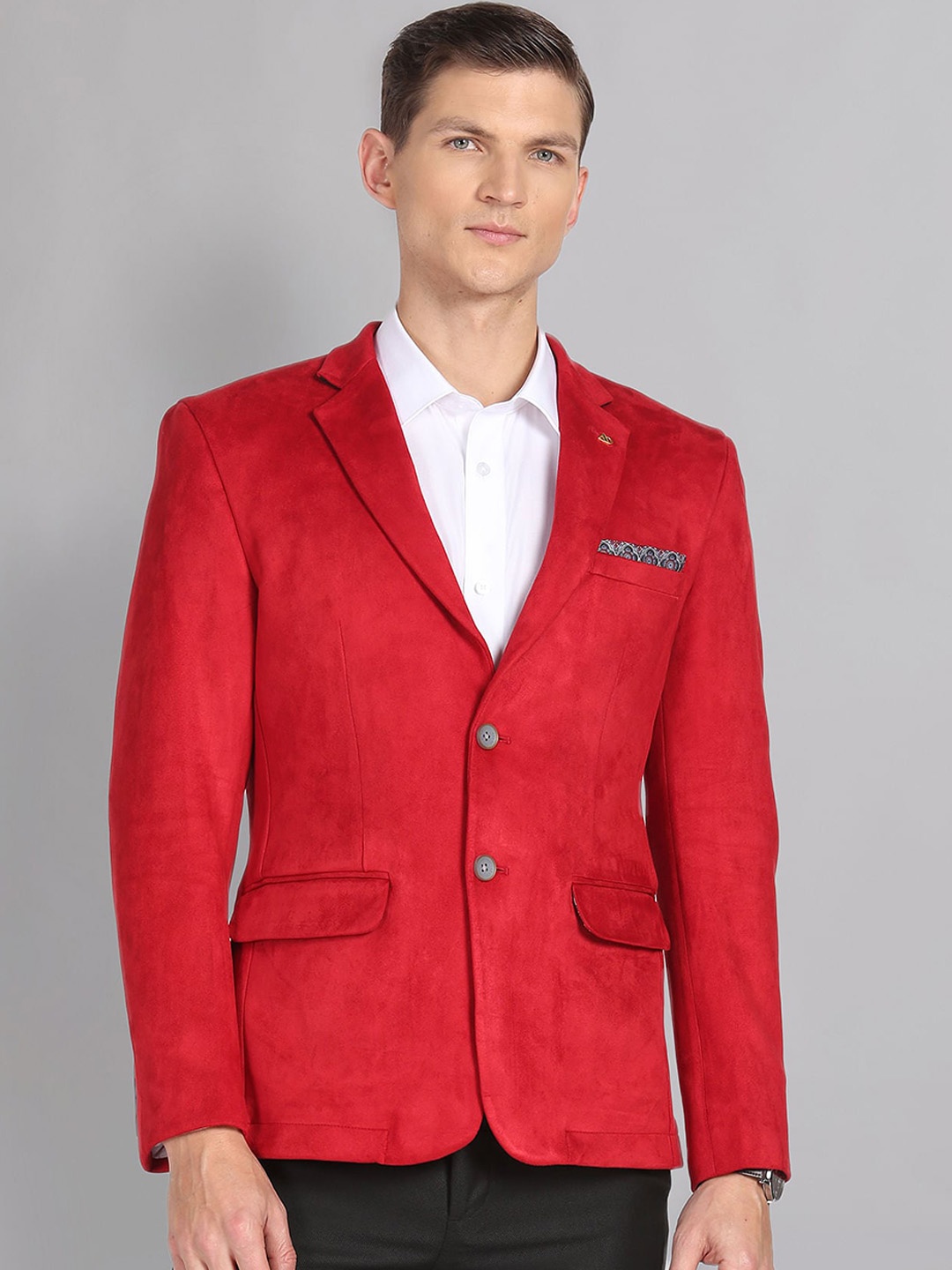 

AD By Arvind Notched Lapel Collar Single Breasted Formal Blazers, Red