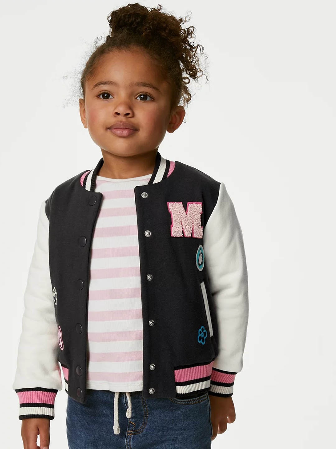 

Marks & Spencer Girls Minnie Mouse Printed Sequined Varsity Jacket, Black