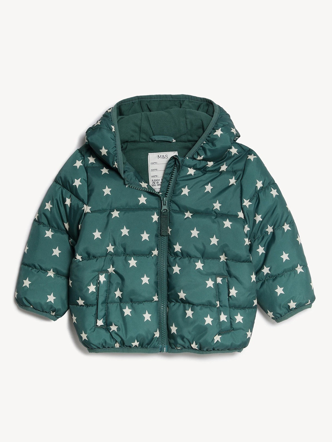 

Marks & Spencer Boys Conversational Printed Hooded Padded Jacket, Green