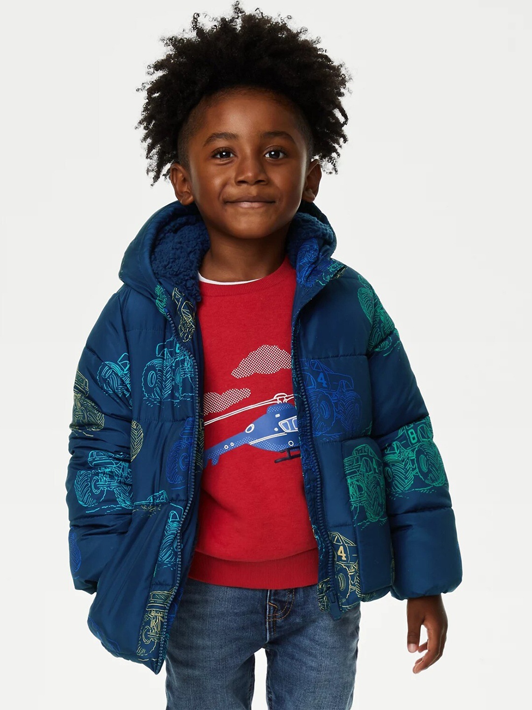 

Marks & Spencer Boys Longline Padded Jacket with Patchwork, Navy blue