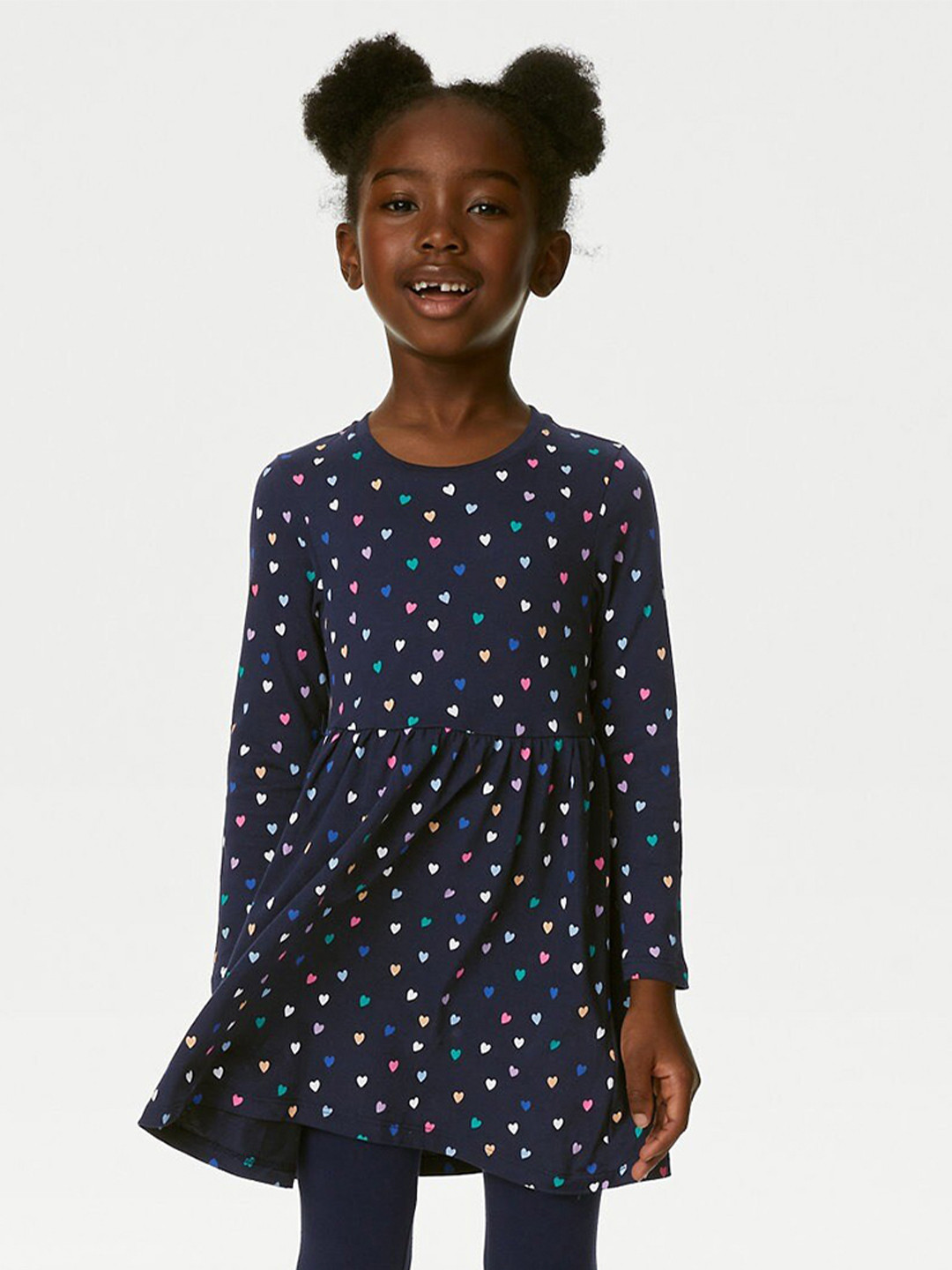 

Marks & Spencer Girls Conversational Printed Pure Cotton A-Line Dress, Navy blue