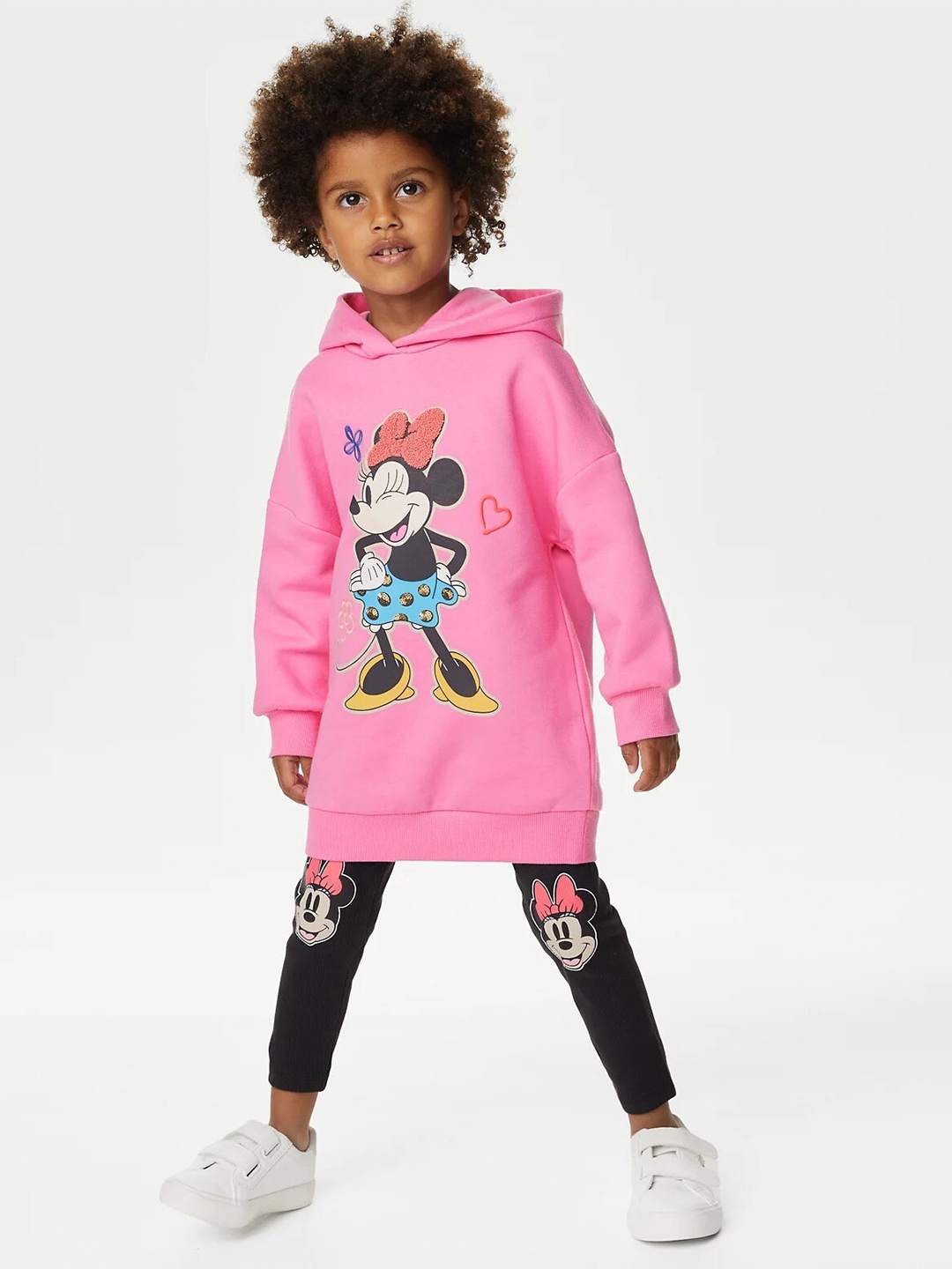 

Marks & Spencer Girls Minnie Mouse Printed Sweatshirt with Trousers, Pink