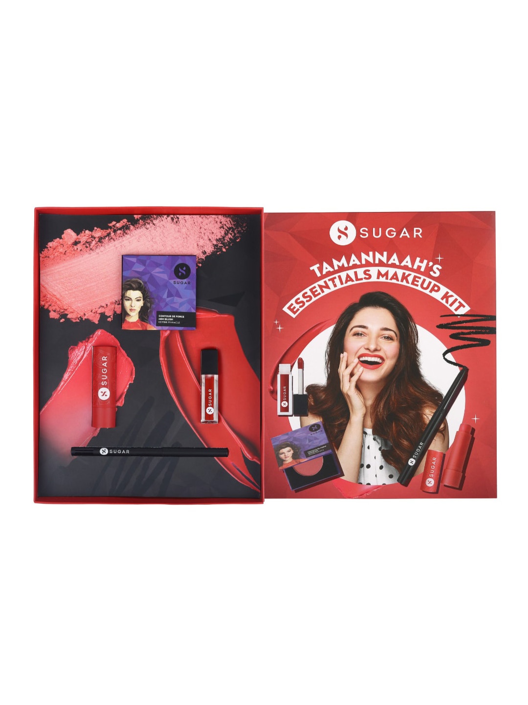 

SUGAR Tamannaah's EssentialsSet Of Mini Blush-Liquid Lipstick-Moisturizing Balm-Kohl Kajal, Black