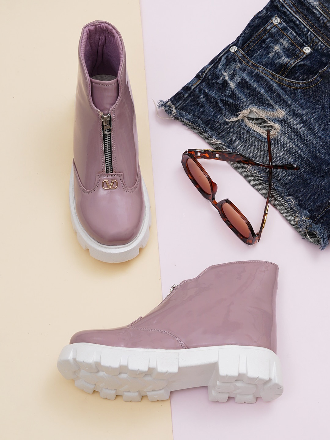 

HASTEN Women Heeled Mid-Top Regular Boots, Pink