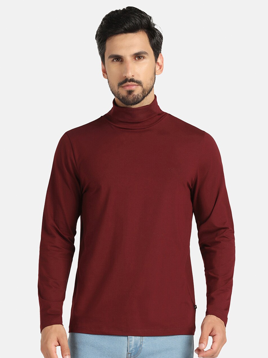 

Blackberrys High Neck Cotton Slim Fit T-shirt, Purple