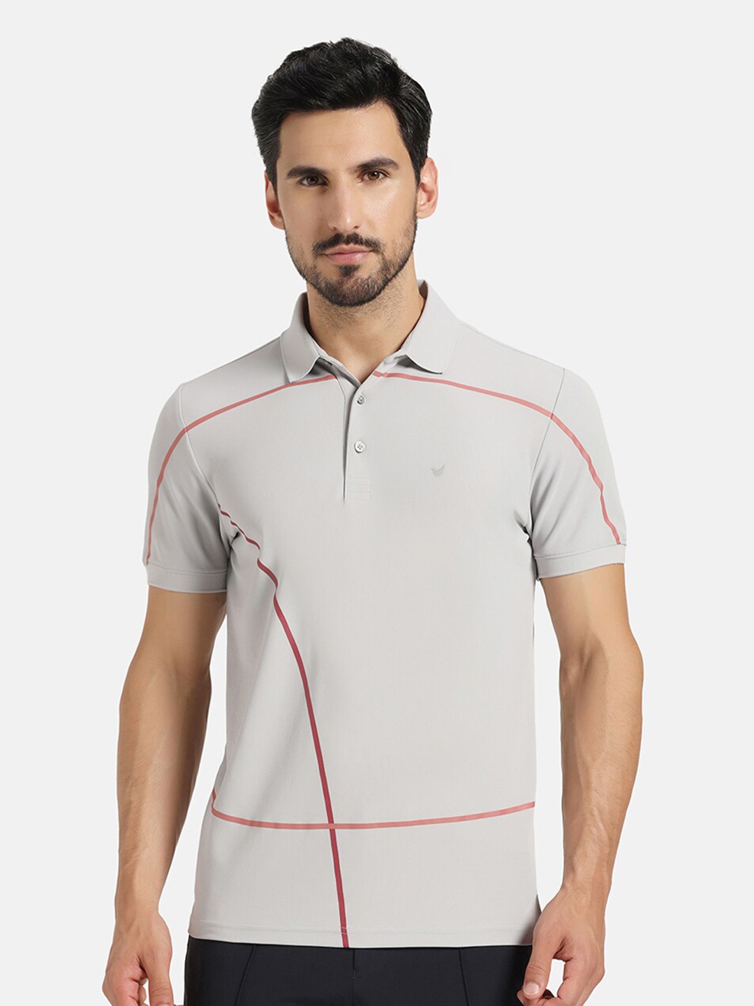 

Blackberrys Men Grey Solid TechPro Polo Tshirts
