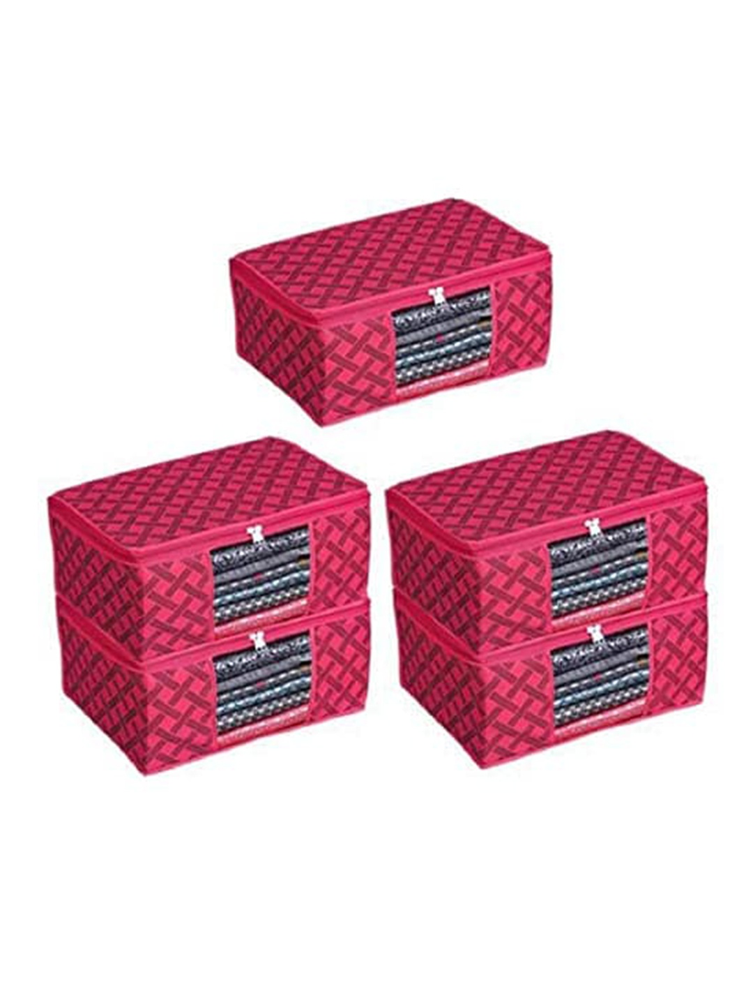 

Perpetual Pink 5 Pieces Printed Fabric Saree Organisers With Zip