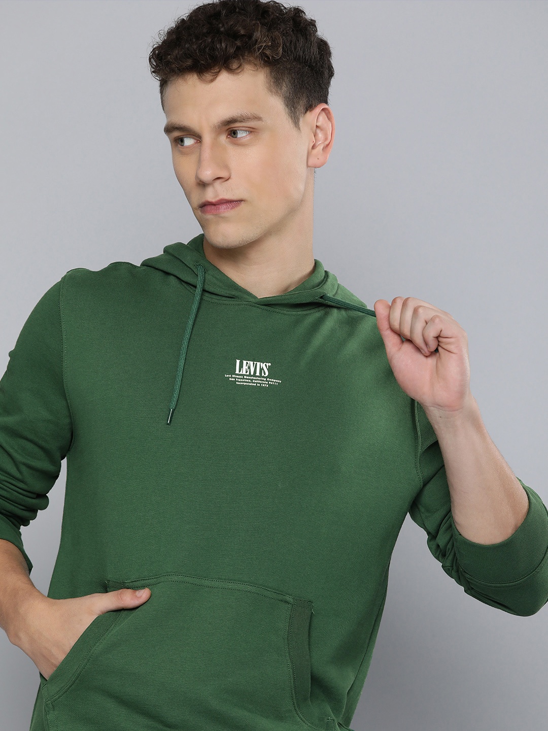 

Levis Brand Logo Printed Hooded Pullover Sweatshirt, Green