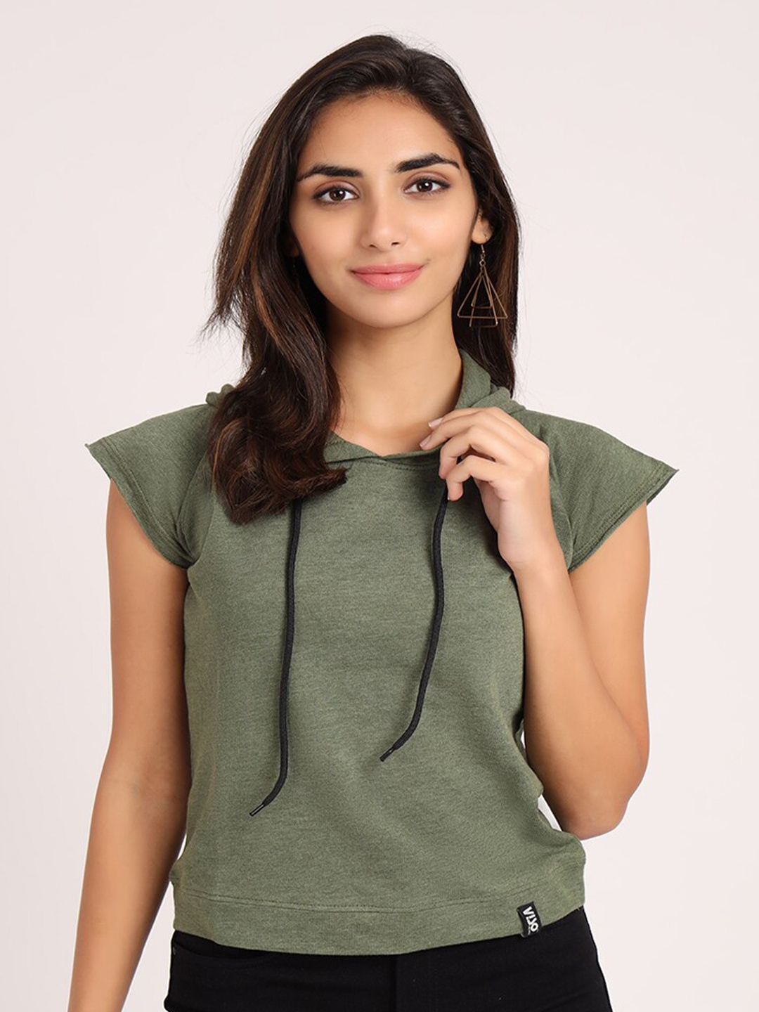 

VISO Short Sleeves Hooded Summer Cotton Pullover, Olive