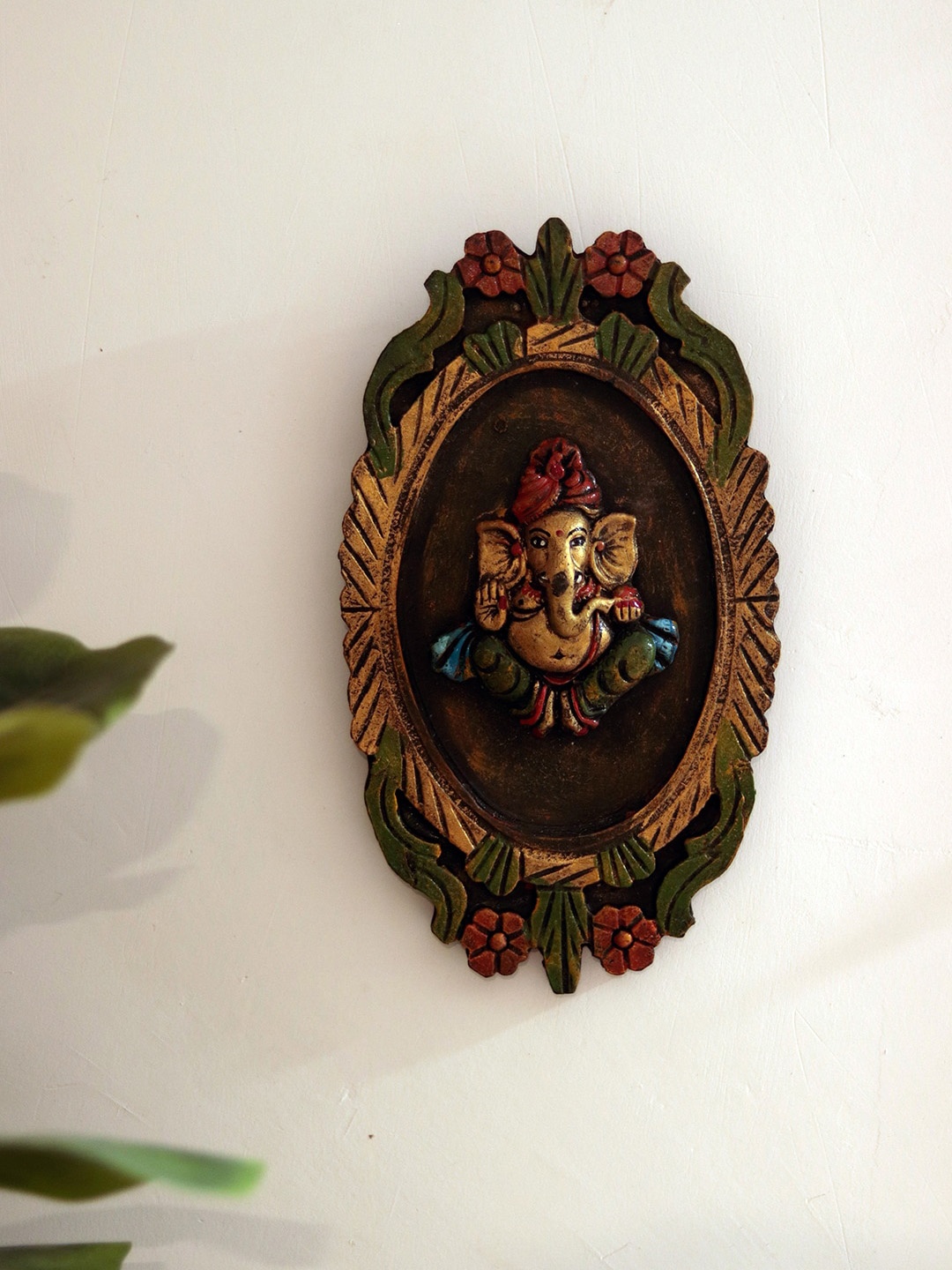 

Unravel India Multicolour Blessing Ganesha Wall Decor, Brown