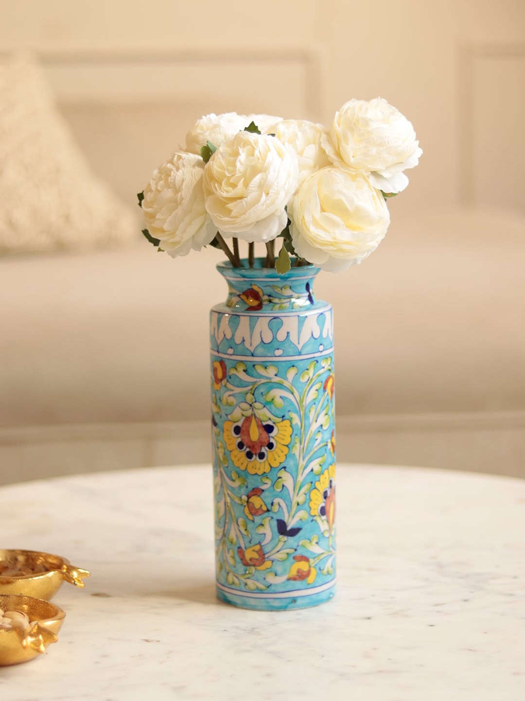 

Unravel India Blue Ceramic Flower Vase