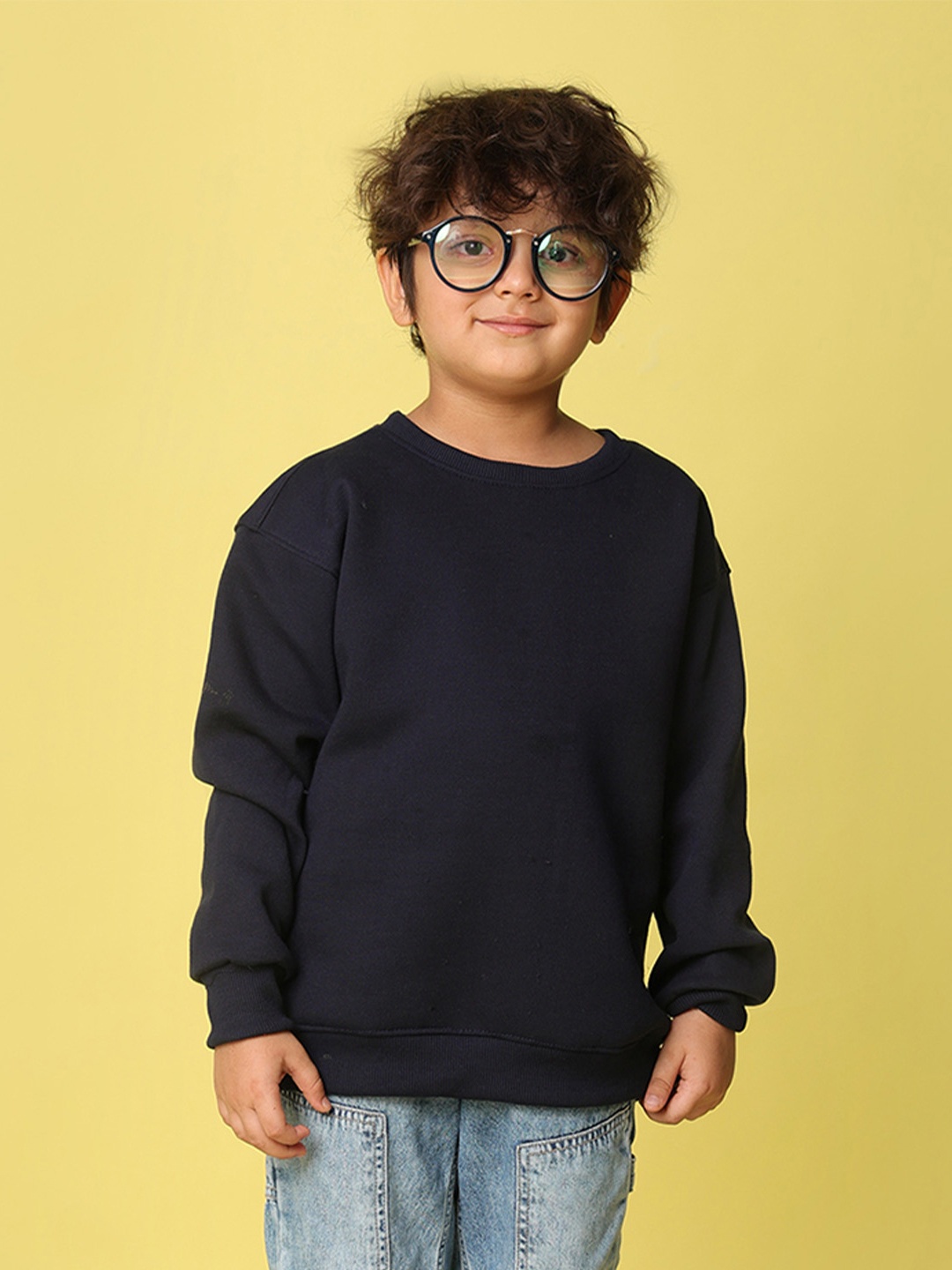 

NUSYL Kids Round Neck Oversized Sweatshirt, Navy blue