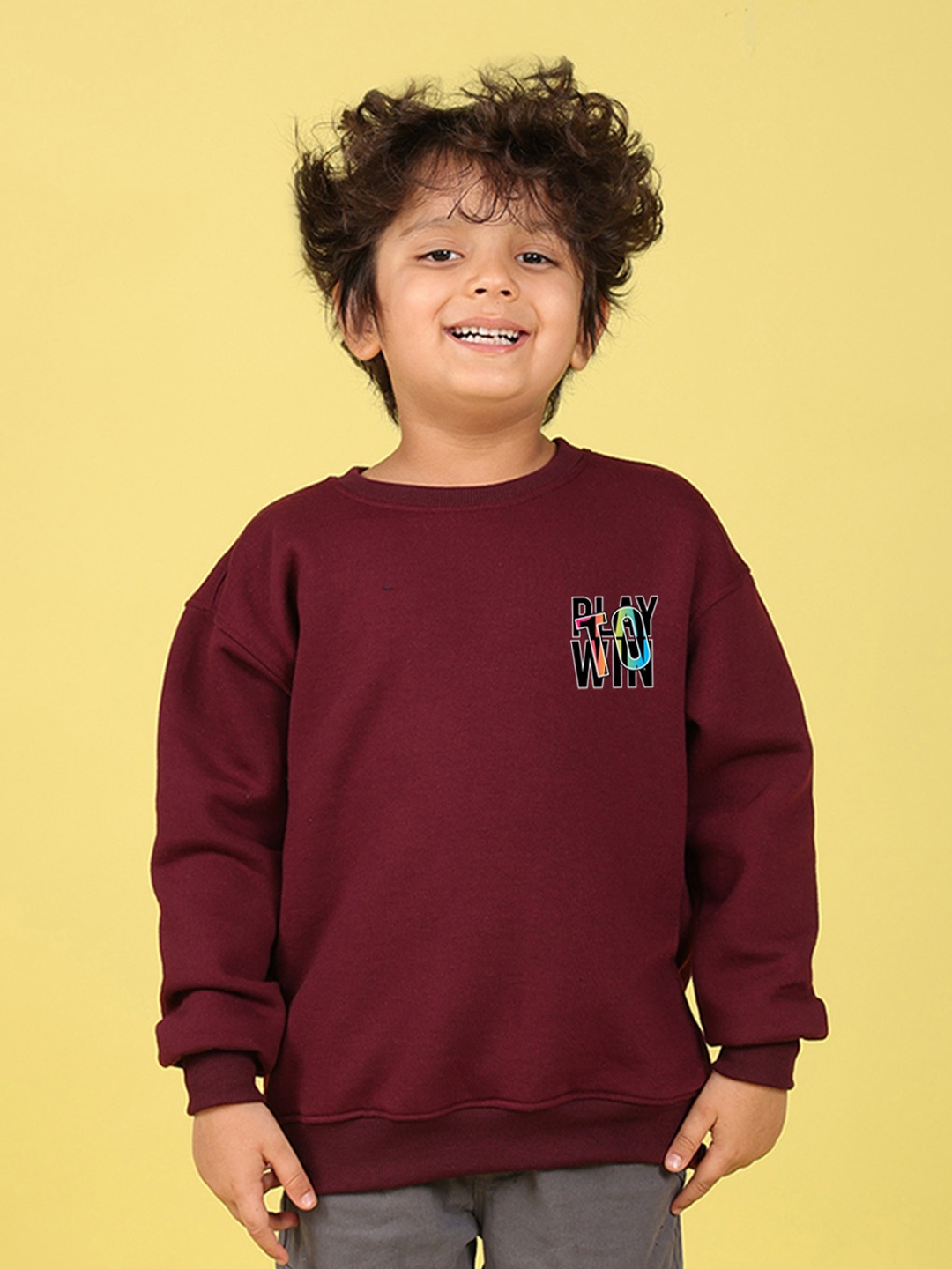 

NUSYL Kids Oversized Fleece Pullover, Maroon