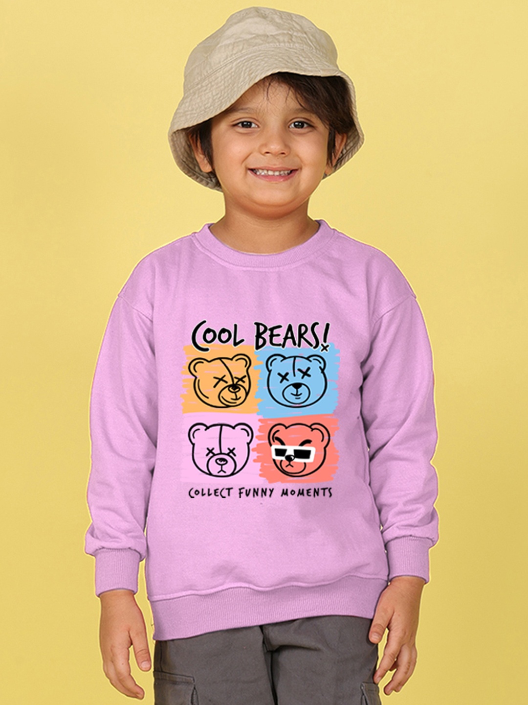 NUSYL Kids Graphic Printed Oversized Fleece Sweatshirt, Purple