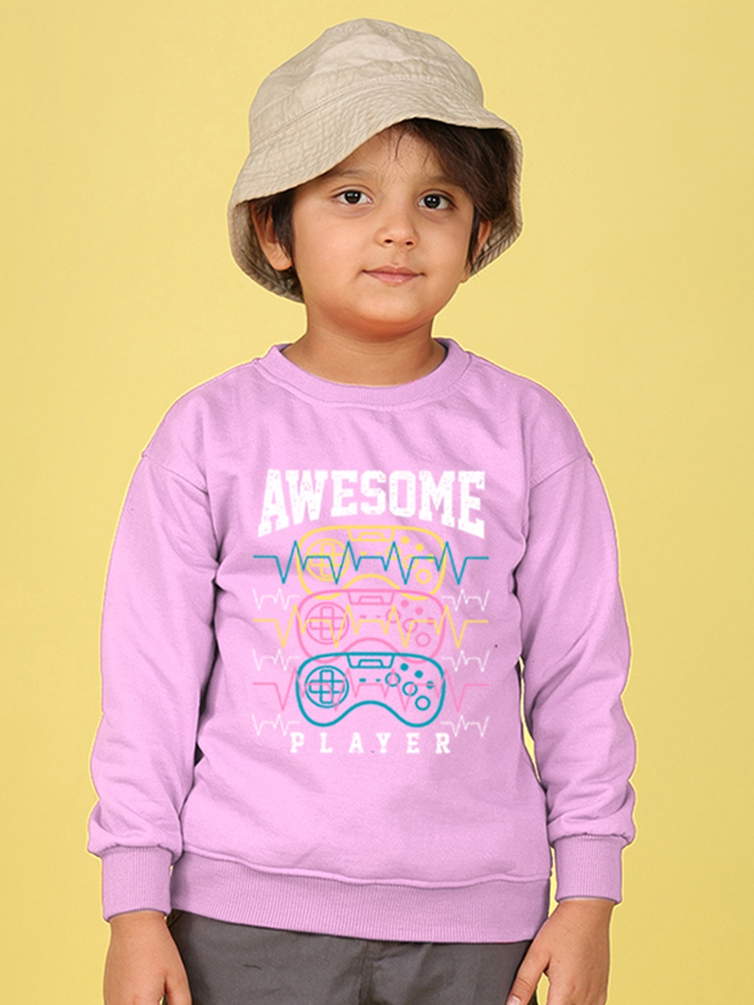 

NUSYL Unisex Kids Printed Oversized Sweatshirt, Purple