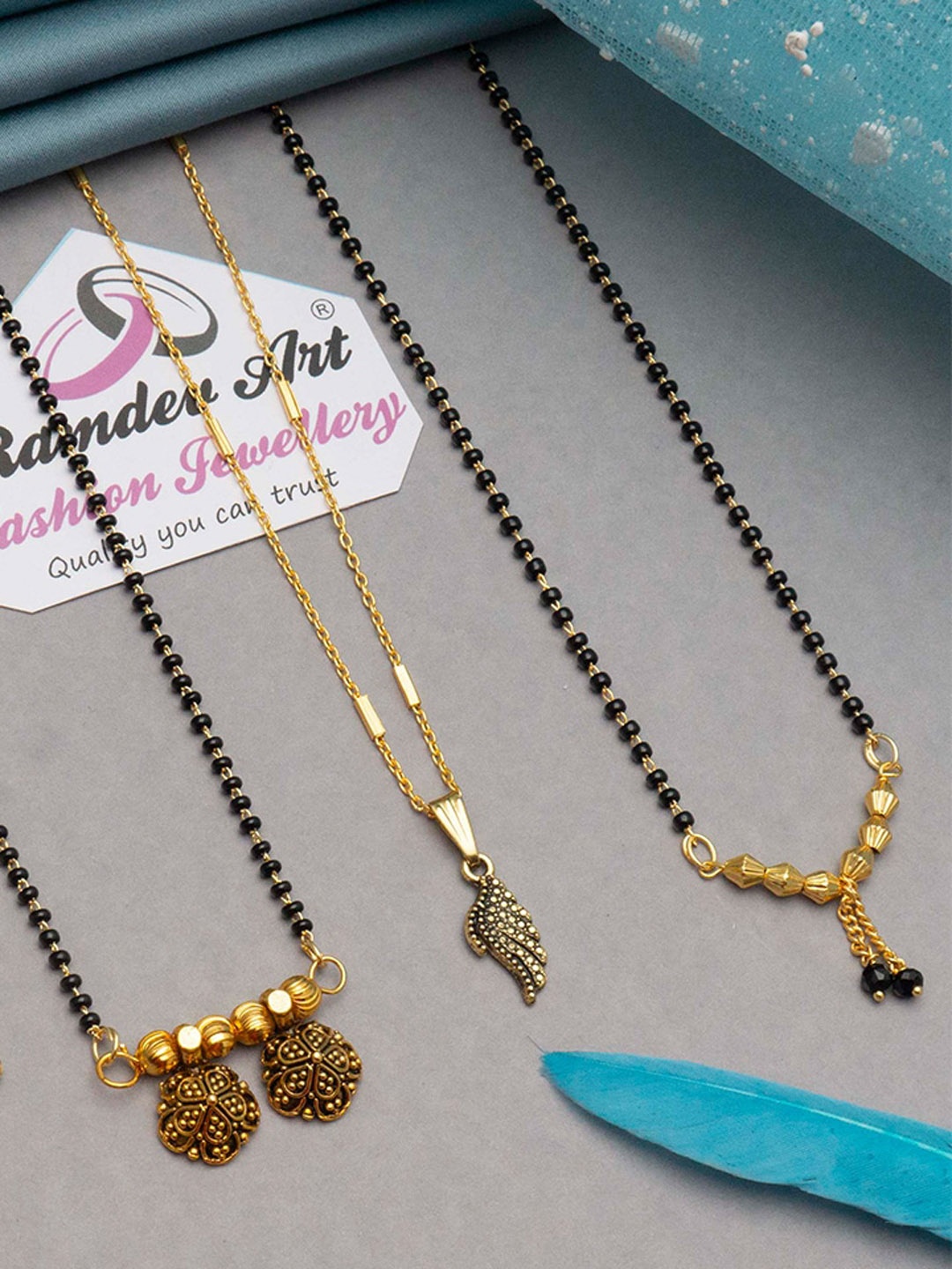 

Ramdev Art Fashion Jwellery Set Of 4 Gold Plated Beaded Mangalsutras