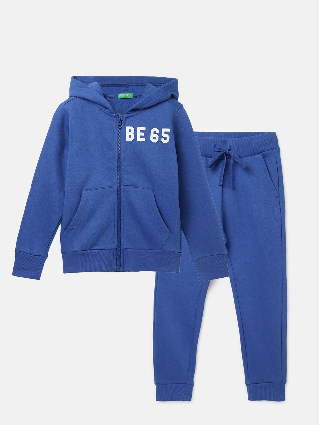 United Colors of Benetton Boys Hooded Sweatshirt and Joggers, Blue