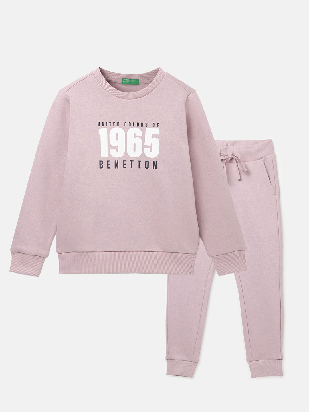 

United Colors of Benetton Boys Typography Printed Sweatshirt and Joggers, Pink