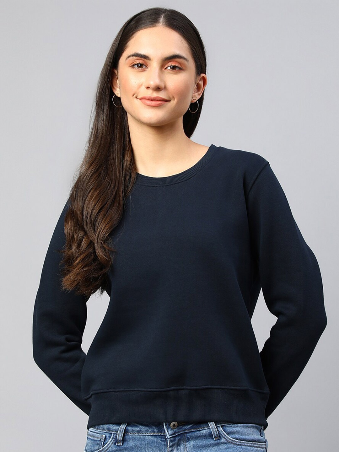 

Xpose Round Neck Wool Sweatshirt, Navy blue