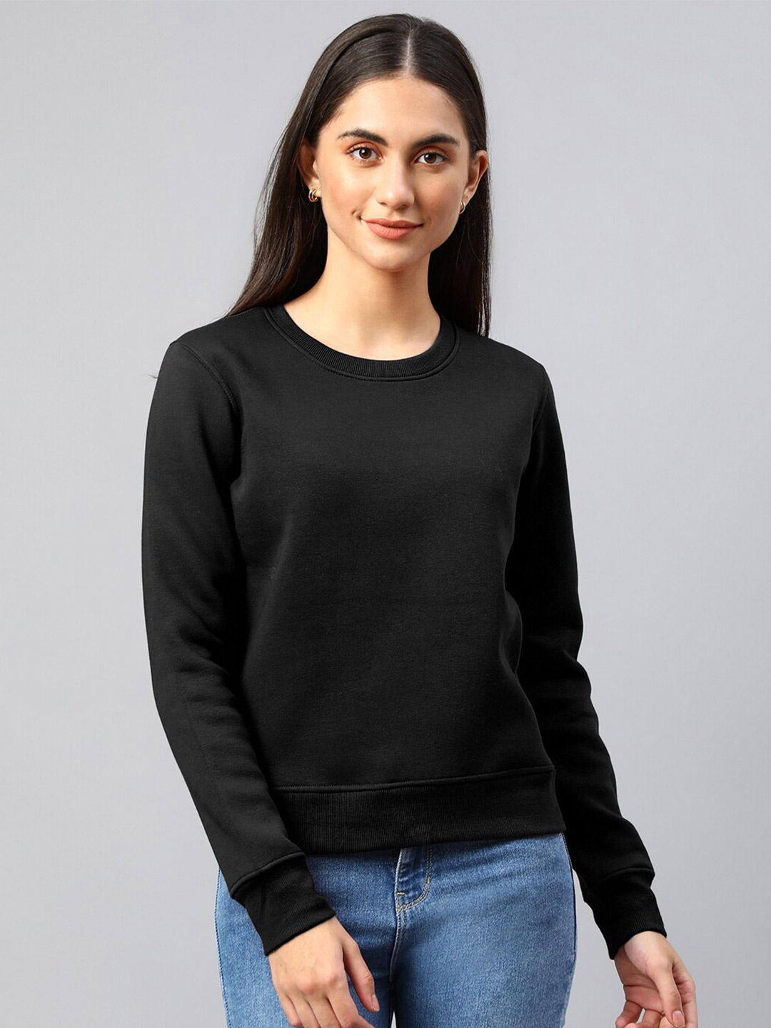 

Xpose Round Neck Wool Sweatshirt, Black