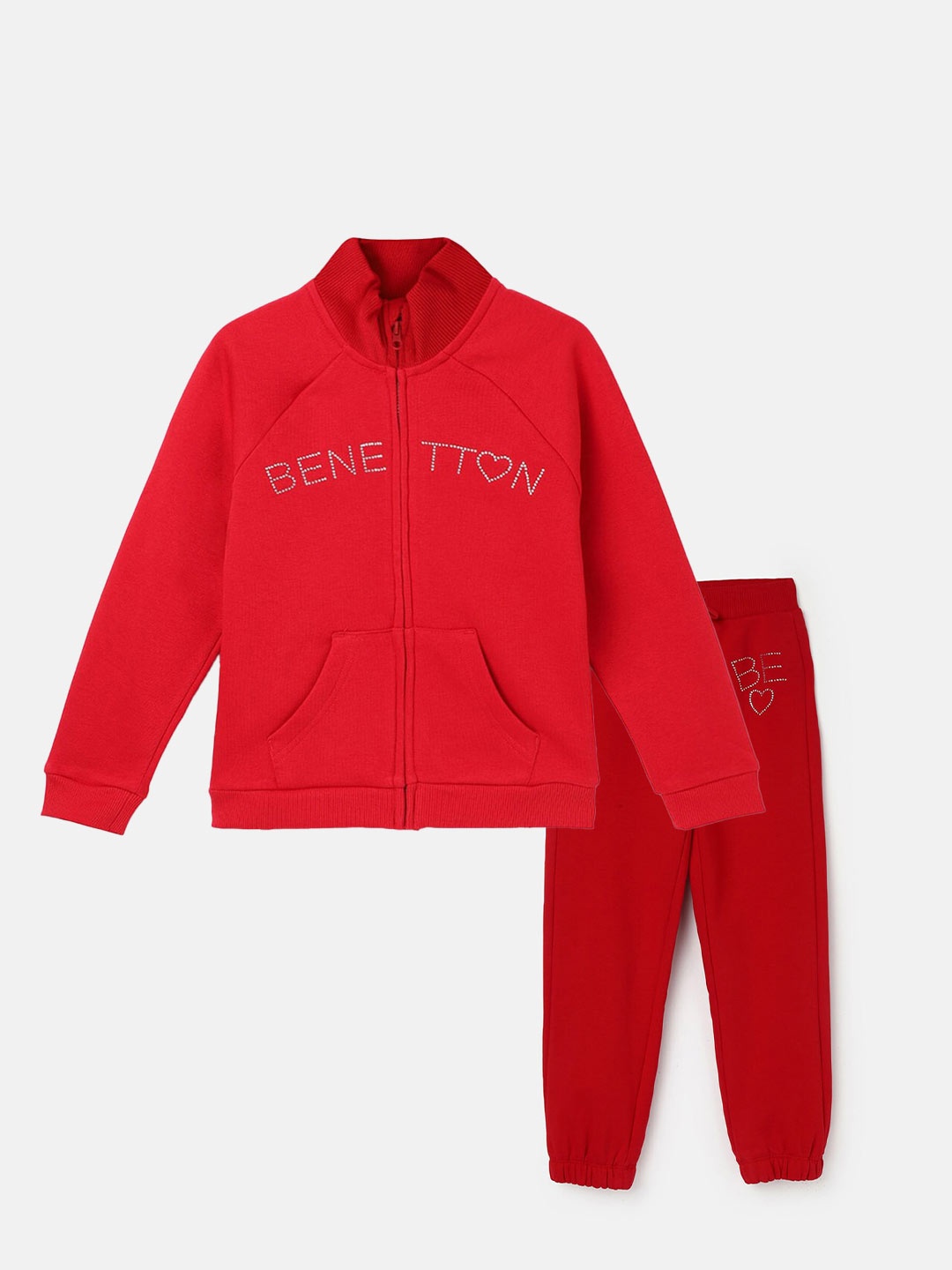 

United Colors of Benetton Girls Sweatshirt and Joggers, Red
