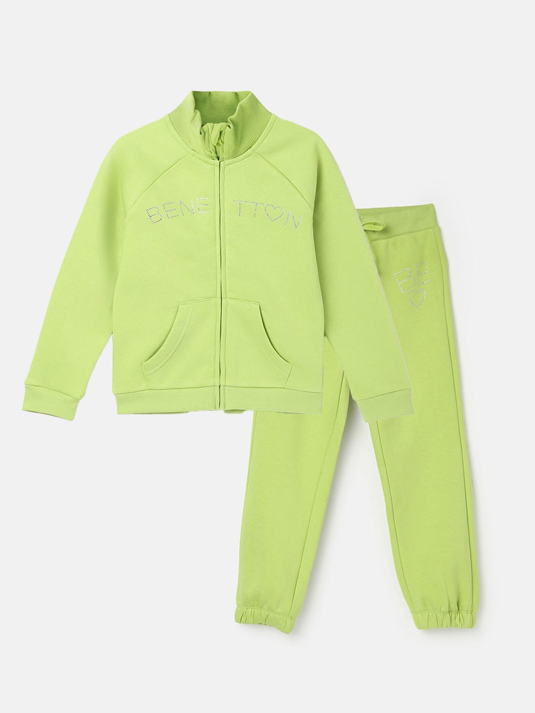 

United Colors of Benetton Girls Sweatshirt and Joggers, Green