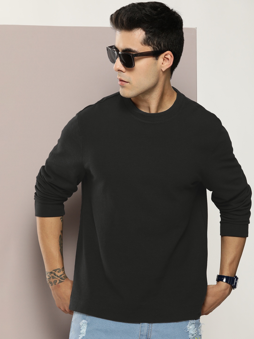 

Kook N Keech Men Jacquard T-shirt, Black