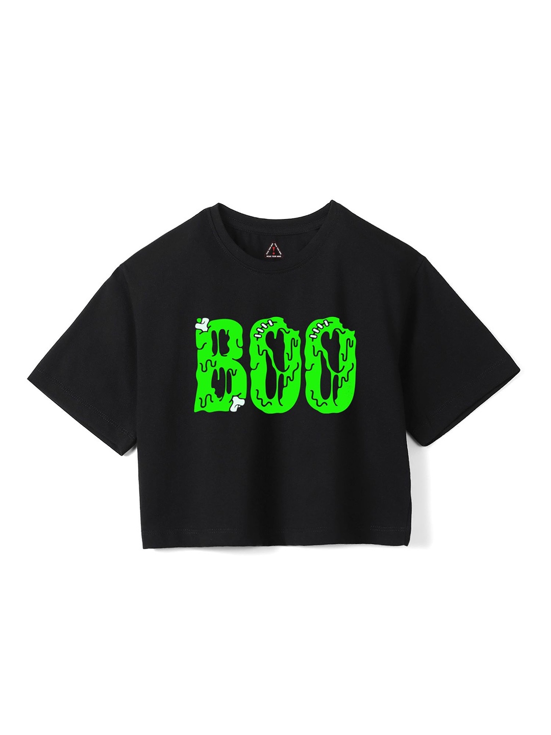 Wear Your Mind Girls Typography Printed Oversized Pure Cotton T-shirt, Black