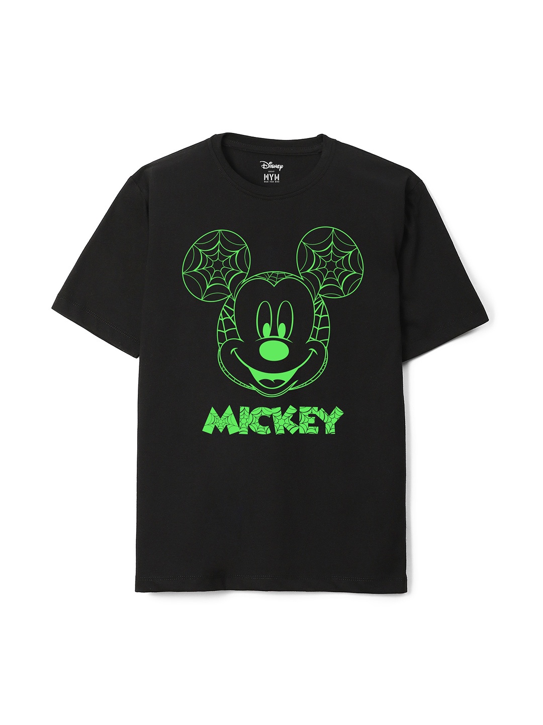 

Wear Your Mind Boys Mickey Mouse Printed Oversized Pure Cotton T-shirt, Black