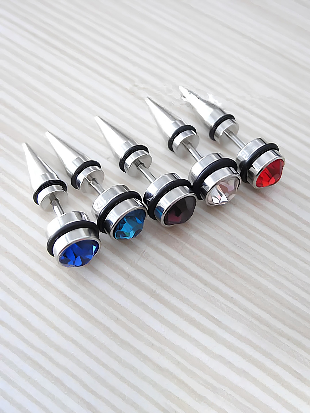 

KARISHMA KREATIONS Set Of 6 Silver-Plated Contemporary Studs Earrings
