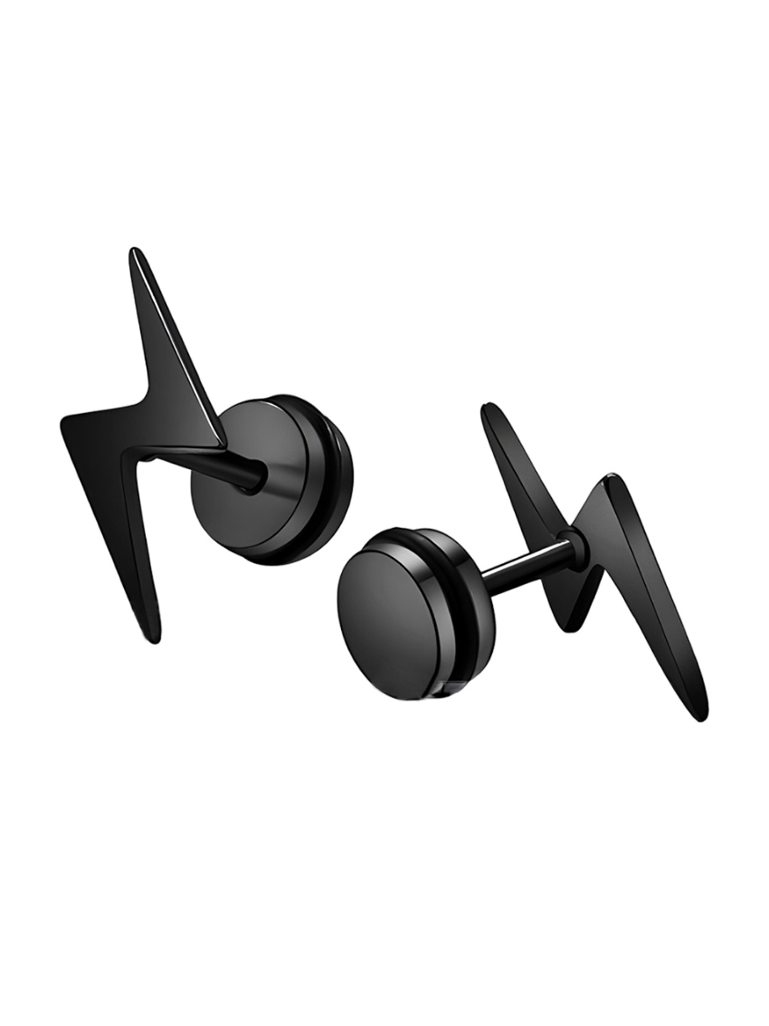 

KARISHMA KREATIONS Stainless Steel Contemporary Studs Earrings, Black