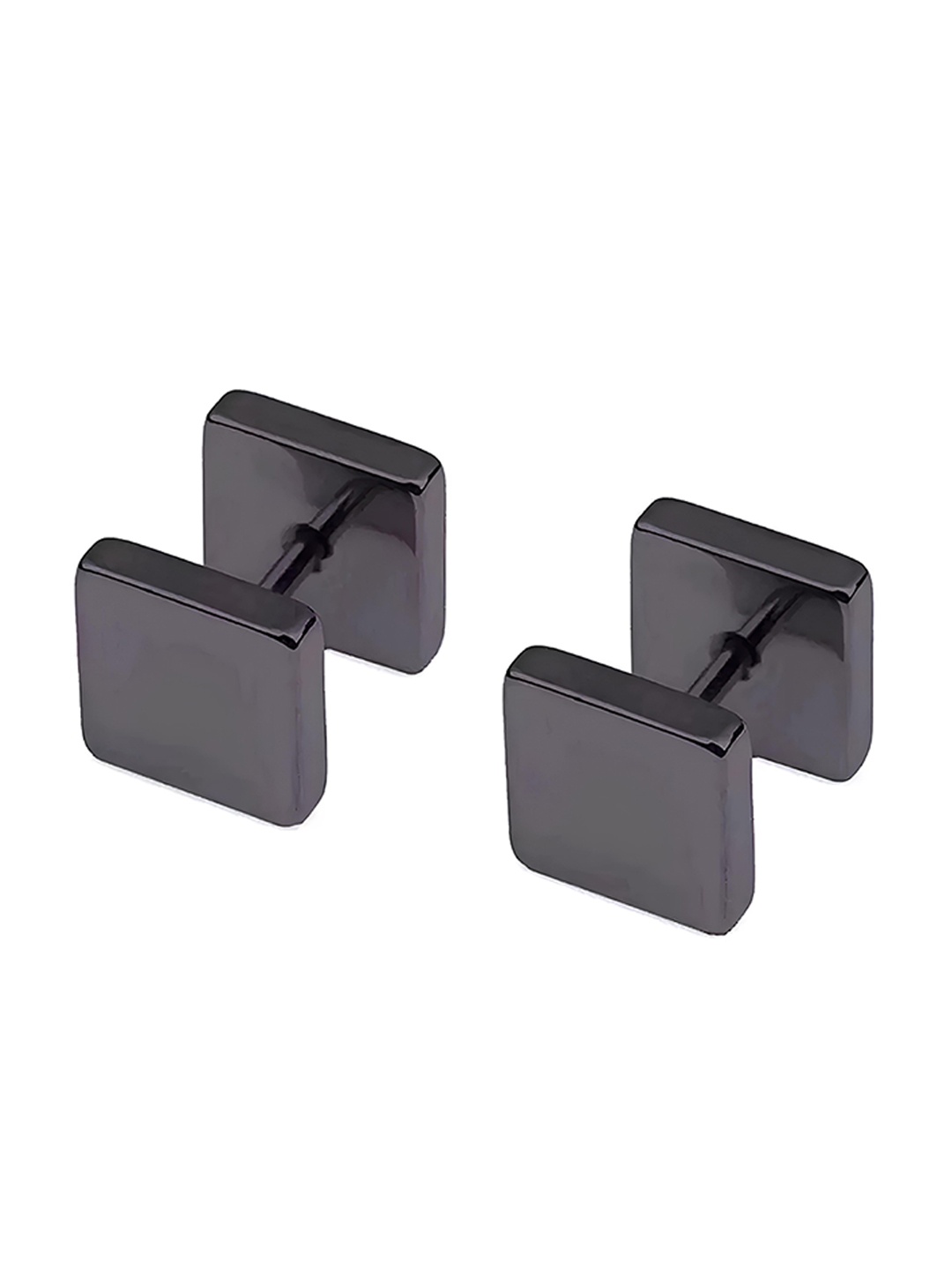 

KARISHMA KREATIONS Men Square Shaped Studs Earrings, Black